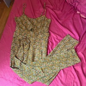 Material Girl Green Floral Jumpsuit Size M